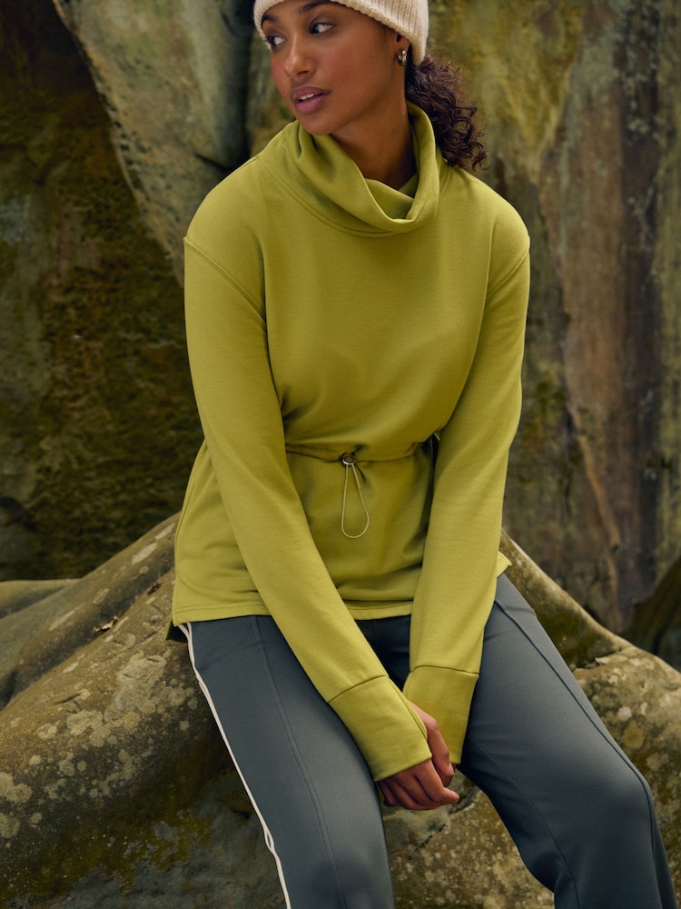 Green Active Cowl Neck Sweat Top - Image 1 of 8