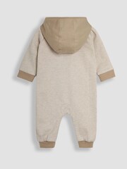 JoJo Maman Bébé Natural Highland Cow Appliqué Zip Up Hooded Romper - Image 2 of 3