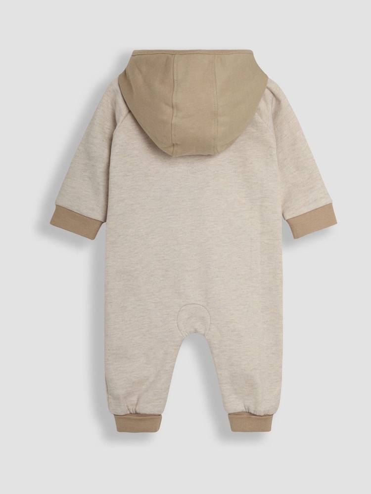 JoJo Maman Bébé Natural Highland Cow Appliqué Zip Up Hooded Romper - Image 2 of 3