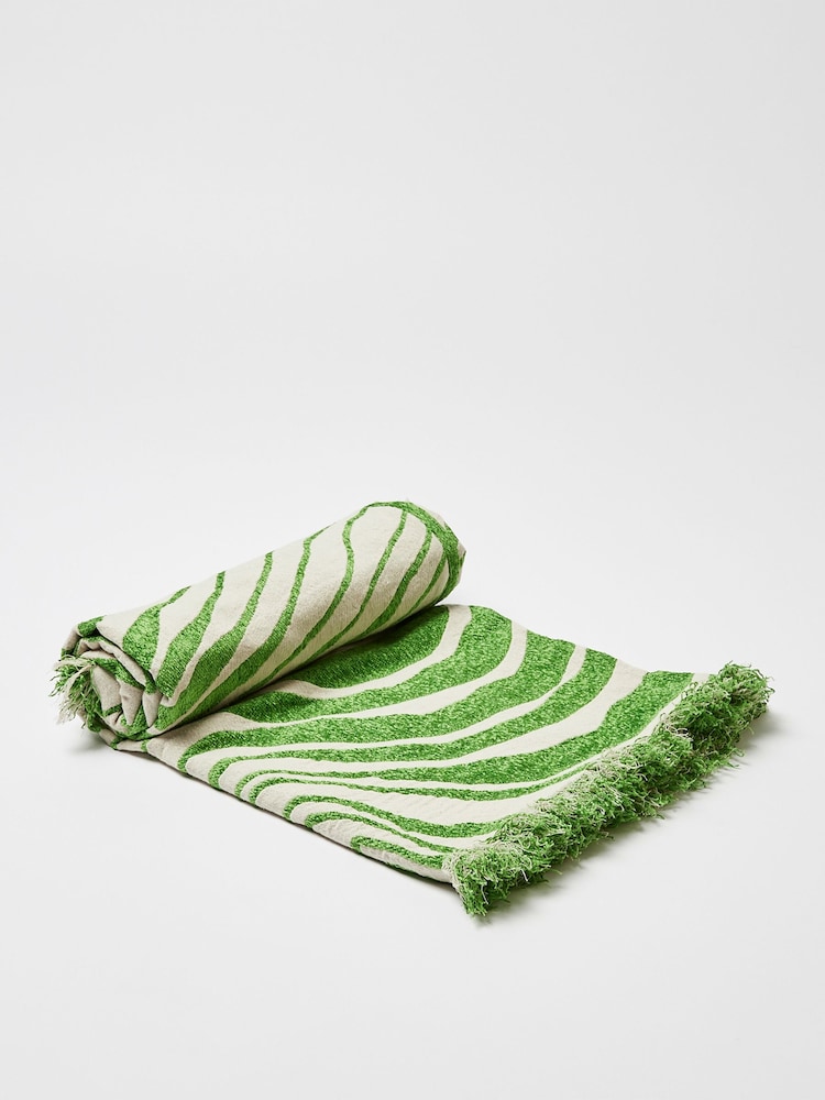 Oliver Bonas Green Kairi Chenille Jacquard Throw - Image 2 of 4 Oliver Bonas Green Kairi Chenille Jacquard Throw - Image 2 of 4