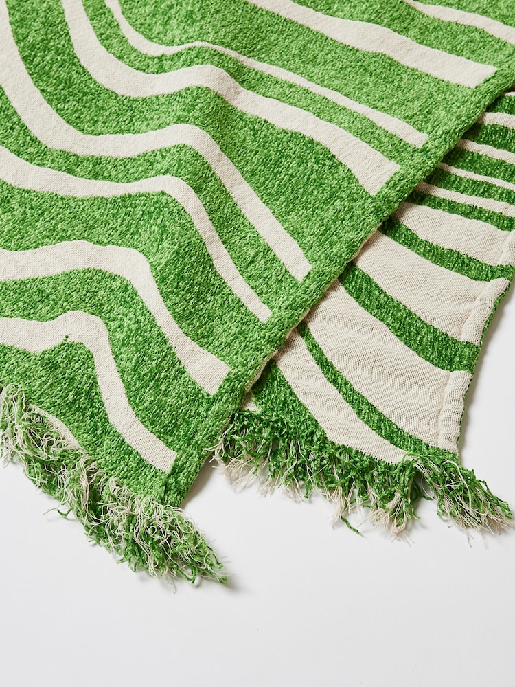 Oliver Bonas Green Kairi Chenille Jacquard Throw - Image 4 of 4 Oliver Bonas Green Kairi Chenille Jacquard Throw - Image 4 of 4