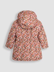JoJo Maman Bébé Toffee Brown Floral Hooded Cosy Lined Printed Parka - Image 2 of 3