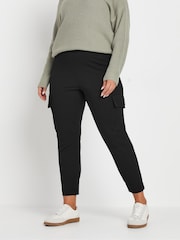 Yours Curve Black Tailored Scuba Pocket Trousers - Image 1 of 6