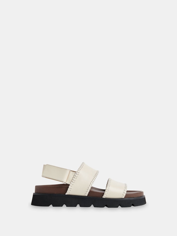 Whistles White Whipstitch Ruben Touch Fasten Sandals - Image 1 of 4