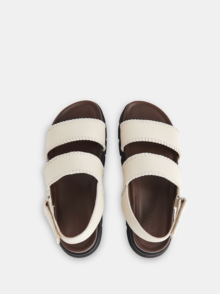 Whistles White Whipstitch Ruben Touch Fasten Sandals - Image 2 of 4