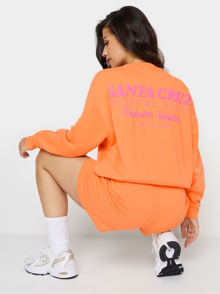 PixieGirl Petite Orange Santa Cruz Slogan Sweatshirt - Image 3 of 6