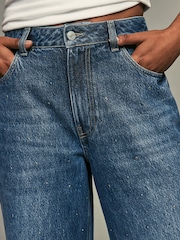 Dark Wash Embellished Wide Leg 100% Cotton Jeans - Image 4 of 8