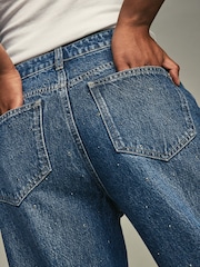 Dark Wash Embellished Wide Leg 100% Cotton Jeans - Image 5 of 8