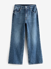 Dark Wash Embellished Wide Leg 100% Cotton Jeans - Image 6 of 8