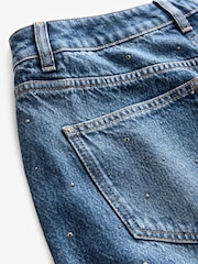 Dark Wash Embellished Wide Leg 100% Cotton Jeans - Image 7 of 8
