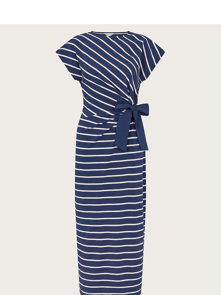 Monsoon Sanya Gestreiftes Kleid mit Schnürung, Blau - Bild 5 von 5