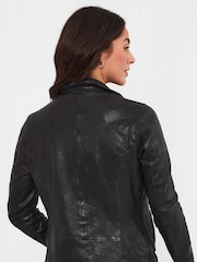Joe Browns Black The Forever Leather Jacket with Zip Detailing - Image 2 of 5