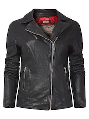 Joe Browns Black The Forever Leather Jacket with Zip Detailing - Image 5 of 5