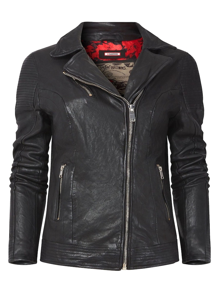 Joe Browns Black The Forever Leather Jacket with Zip Detailing - Image 5 of 5