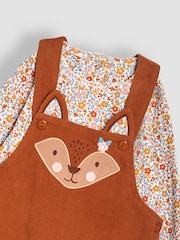 JoJo Maman Bébé Brown Fox Appliqué Cord Dress & Floral Top Set - Image 6 of 6