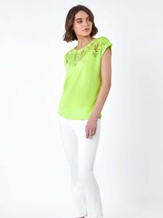 Roman Green Embellished Palm Print Cut Out T-Shirt - Image 2 of 5