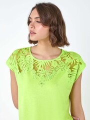 Roman Green Embellished Palm Print Cut Out T-Shirt - Image 4 of 5