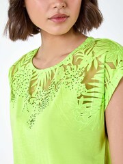Roman Green Embellished Palm Print Cut Out T-Shirt - Image 5 of 5