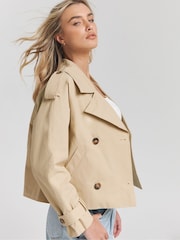 Simply Be Natural Cropped Trench Coat - Image 1 of 4