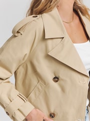 Simply Be Natural Cropped Trench Coat - Image 4 of 4