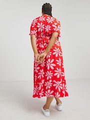 Simply Be Pink Crinkle Wrap Midi Dress - Image 3 of 4