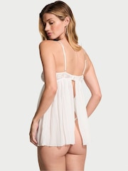 Victoria's Secret Coconut White Lace Top Pleated Babydoll Set - Image 2 of 3