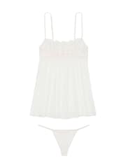 Victoria's Secret Coconut White Lace Top Pleated Babydoll Set - Image 3 of 3