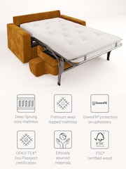 Jay-Be Luxe Velvet Saffron Yellow Linea 2 Seater Sofa Bed - Image 3 of 6