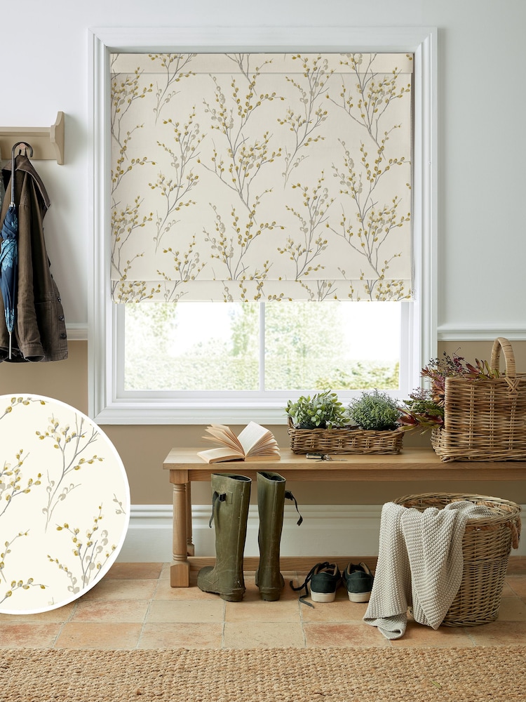 Laura Ashley Ochre Yellow Pussy Willow Made to Measure 100% Cotton Roman Blinds - Image 1 of 6