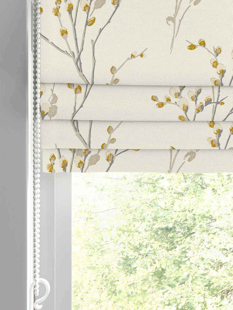 Laura Ashley Ochre Yellow Pussy Willow Made to Measure 100% Cotton Roman Blinds - Image 2 of 6