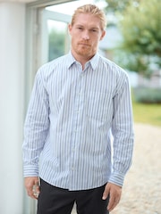White Soft Touch 100% Cotton Long Sleeves Stripe Shirt - Image 1 of 8