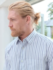 White Soft Touch 100% Cotton Long Sleeves Stripe Shirt - Image 3 of 8