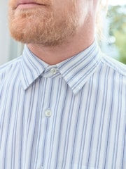 White Soft Touch 100% Cotton Long Sleeves Stripe Shirt - Image 4 of 8