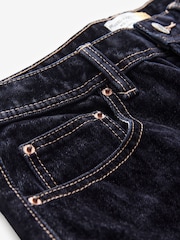 Navy Velvet Flocked Relaxed Bootcut 100% Cotton Jeans - Image 2 of 3