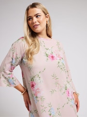 Yours Curve Pink Zebra  Floral Print Tunic Top - Image 3 of 6
