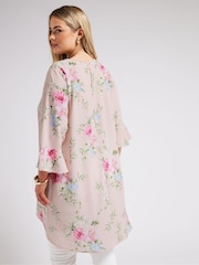 Yours Curve Pink Zebra  Floral Print Tunic Top - Image 5 of 6