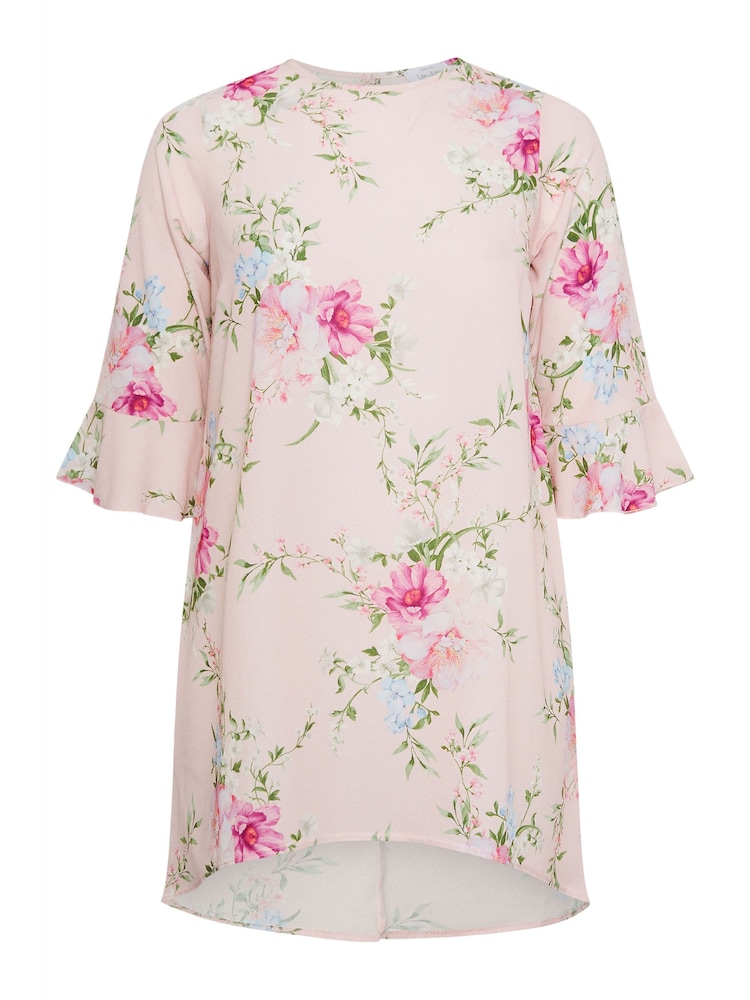 Yours Curve Pink Zebra  Floral Print Tunic Top - Image 6 of 6