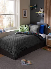 Black/White Checkerboard Happy Face Supersoft Brushed 100% Cotton Duvet Cover and Pillowcase Set - Image 2 of 7