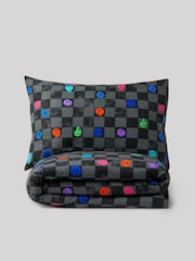Black/White Checkerboard Happy Face Supersoft Brushed 100% Cotton Duvet Cover and Pillowcase Set - Image 4 of 7
