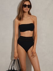 Reiss Black Jemma Strapless Underwire Mesh Bikini Top - Image 1 of 5