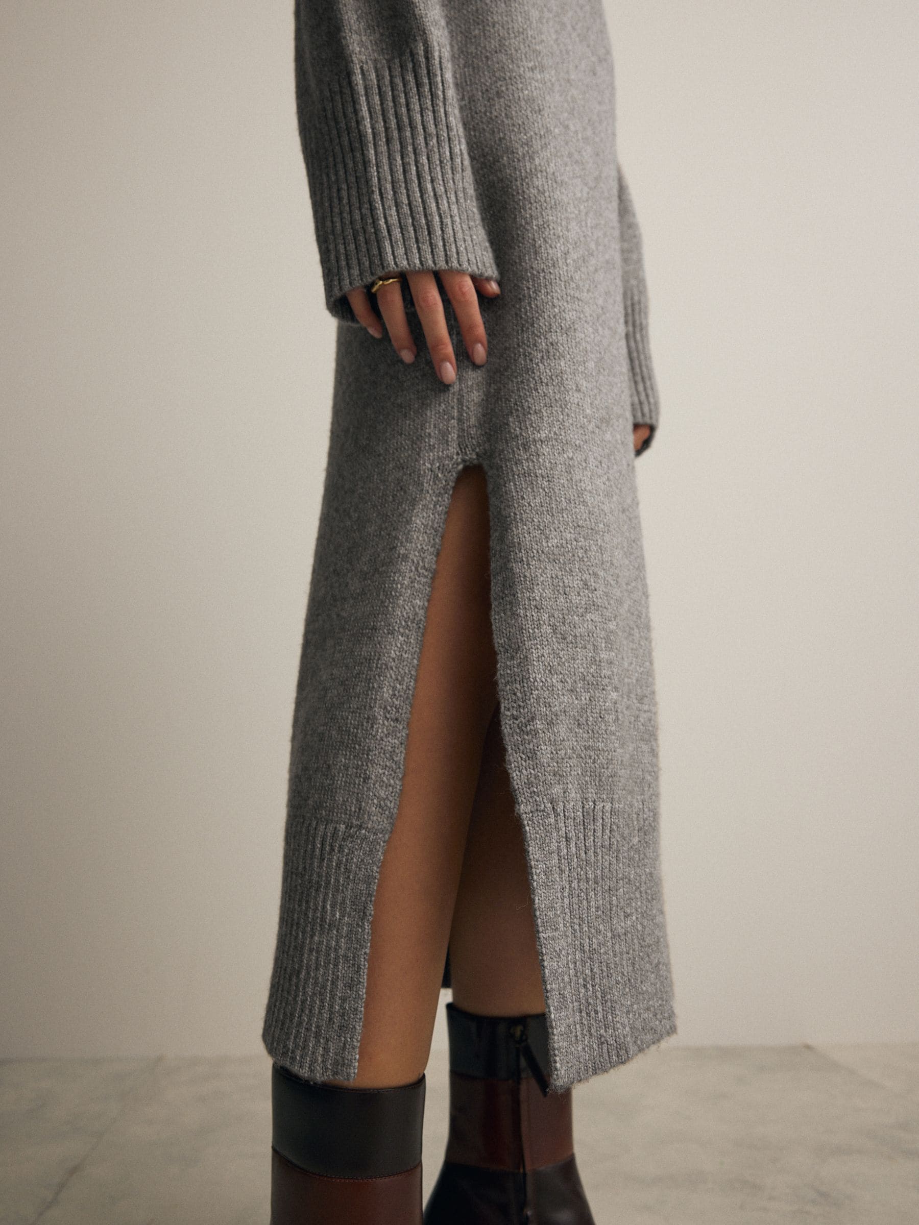Grey midi jumper dress sales