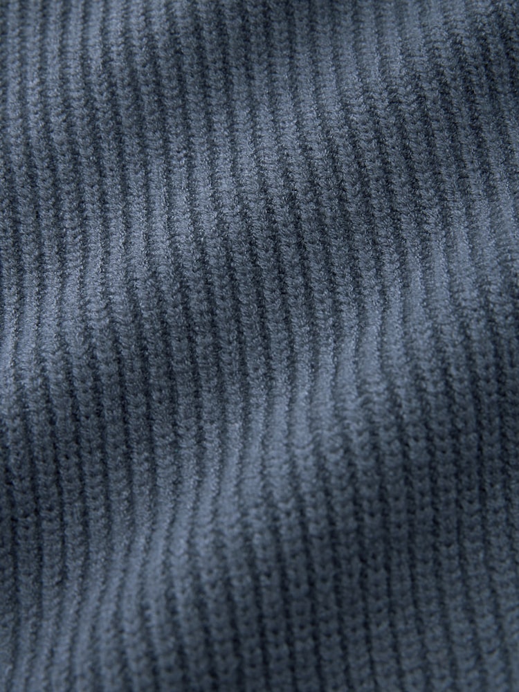 Blue Relaxed Fit Ribbed V-Neck Knitted Jumper - Image 6 of 6