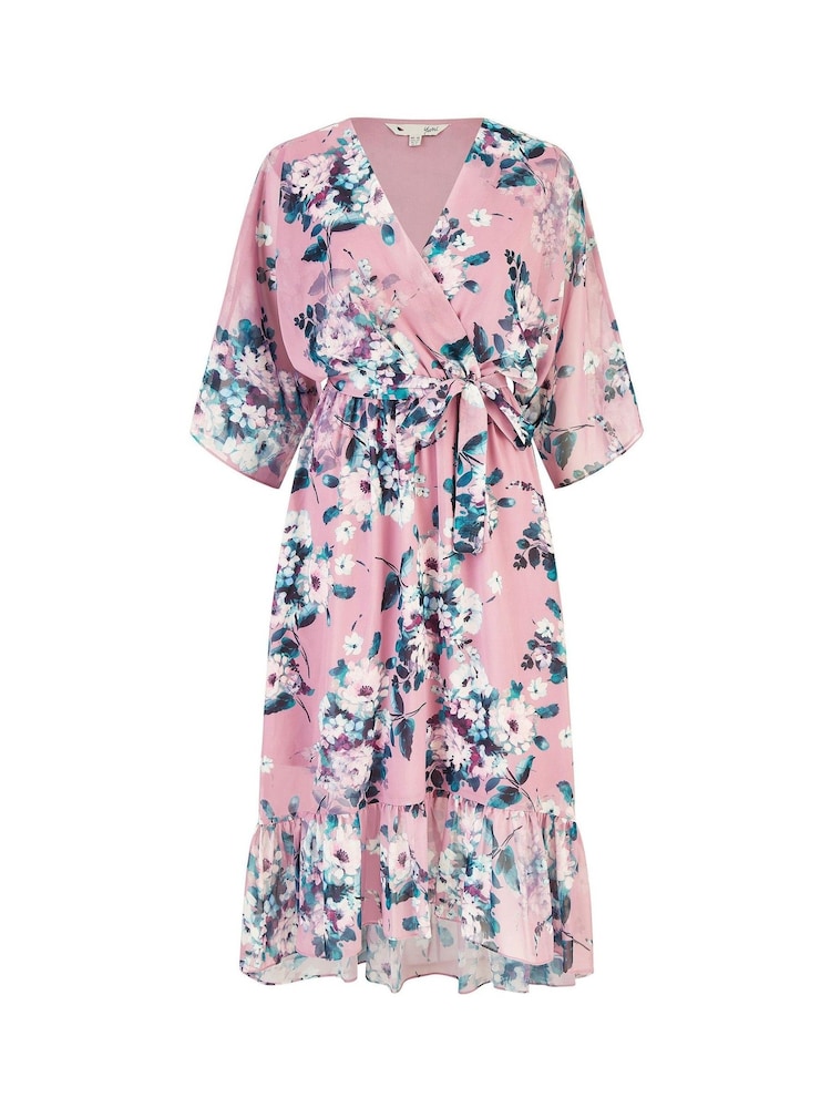 Hellpink - Yumi – Midi-Wickelkleid mit Blumenmuster und Kimono-Ärmeln - Bild 9 von 9 Hellpink - Yumi – Midi-Wickelkleid mit Blumenmuster und Kimono-Ärmeln - Bild 9 von 9