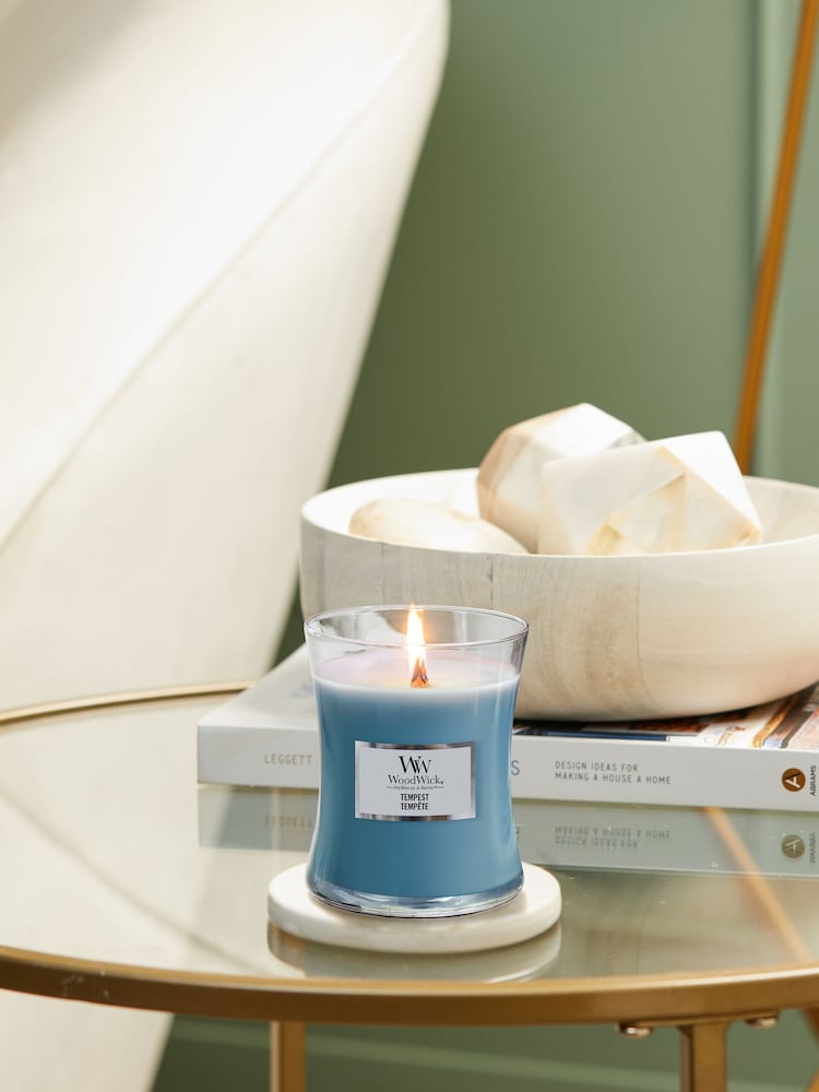 Woodwick Blue Medium Hourglass Tempest Candle - Image 1 of 4