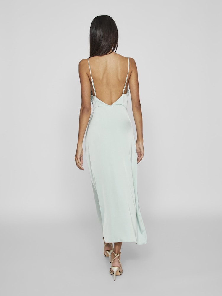 VILA Grey Cami Satin Slip Occasion Dress - Image 2 of 4 VILA Grey Cami Satin Slip Occasion Dress - Image 2 of 4