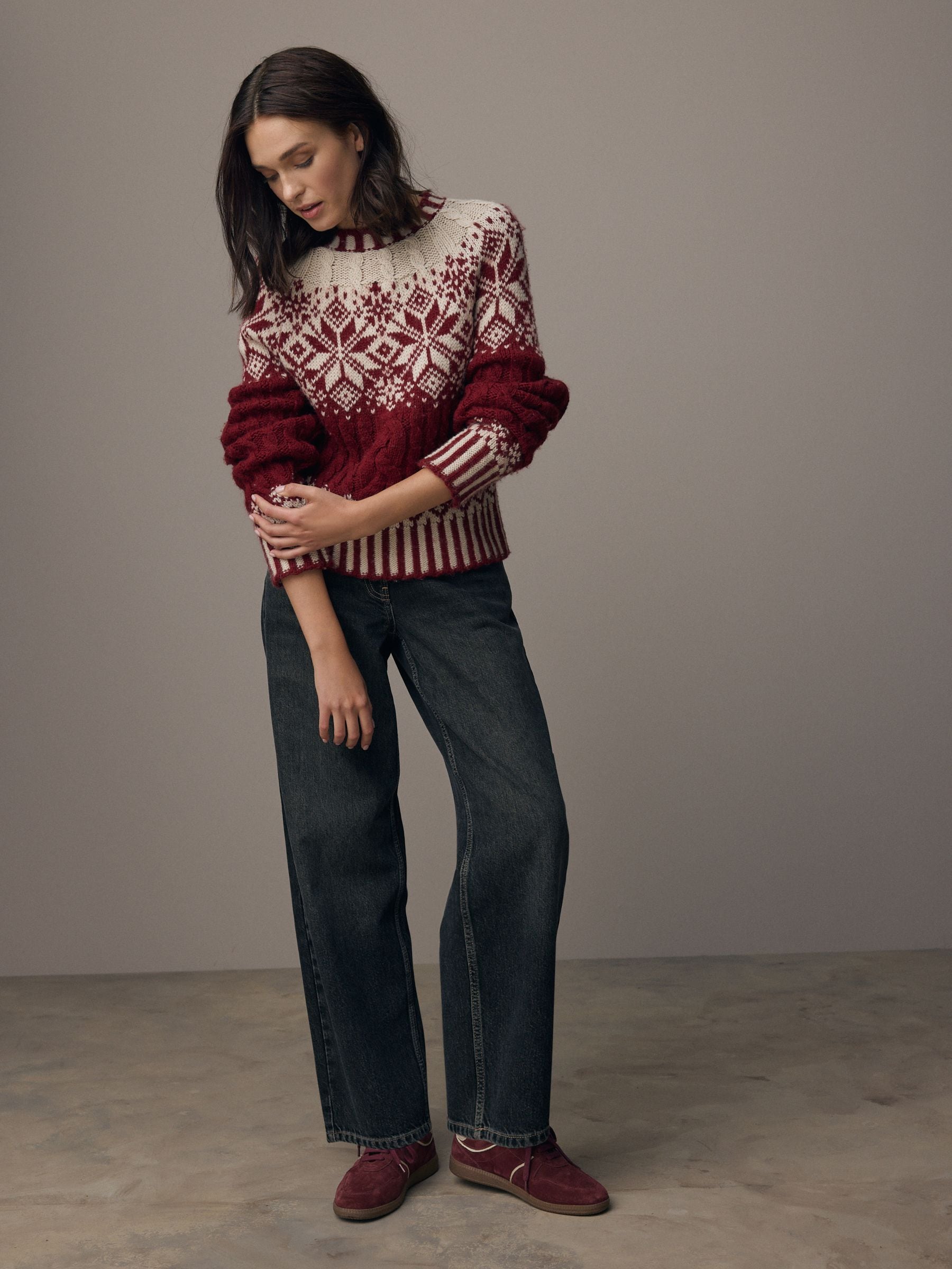 Red fairisle christmas jumper on sale