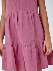 Dusk Purple Tiered A-Line 100% Cotton Dress - Image 5 of 5