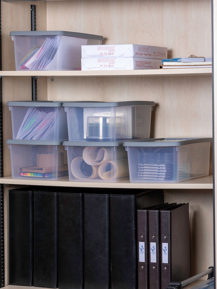 Wham Clear Set of 6 9L Stackable Plastic Storage Box & Lid - Image 1 of 5