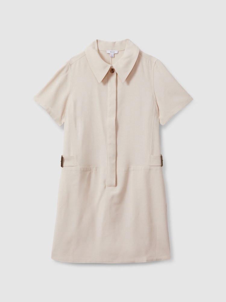 Reiss Neutral Solie Polo Neck Shift Dress - Image 2 of 5