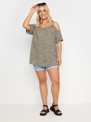 Yours Curve Animal Cold Shoulder T-Shirt - Image 2 of 5